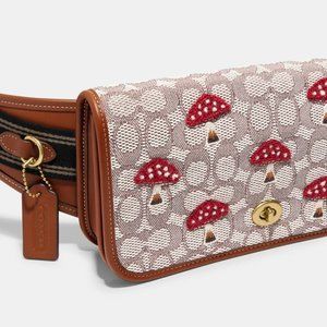 COACH Dinky Belt Bag in Signature Textile Jacquard with Mushroom Embroidery